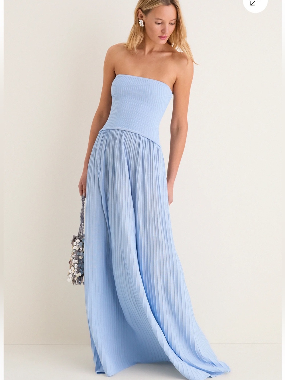 Tuckernuck Solid & Striped Dress Soglio Knit Ribbed Strapless in Blue Lagoon